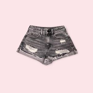 PacSun Gray Distressed Denim Mom Shorts - 22 in!